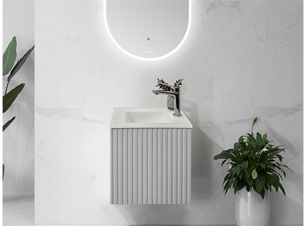 Sorrento Slim - Matt hvit Småmøbel med hvit glasservant