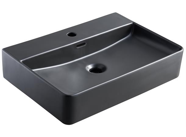 Kvadrat 60 Sort Matt  - med Hull Frittstående porselen servant