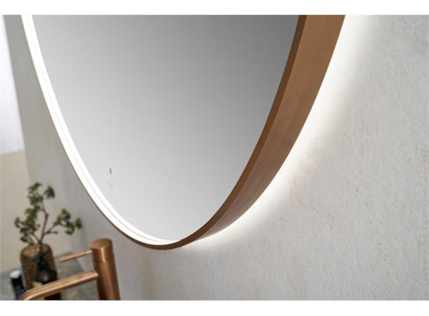 Minori 120 - Kobber Børstet Rundt speil med ramme og backlight