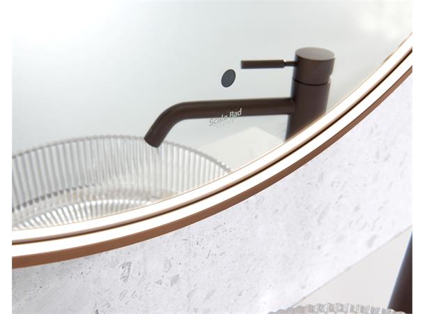 Minori 120 - Kobber Børstet Rundt speil med ramme og backlight