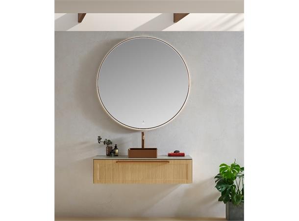 Minori 120 - Kobber Børstet Rundt speil med ramme og backlight