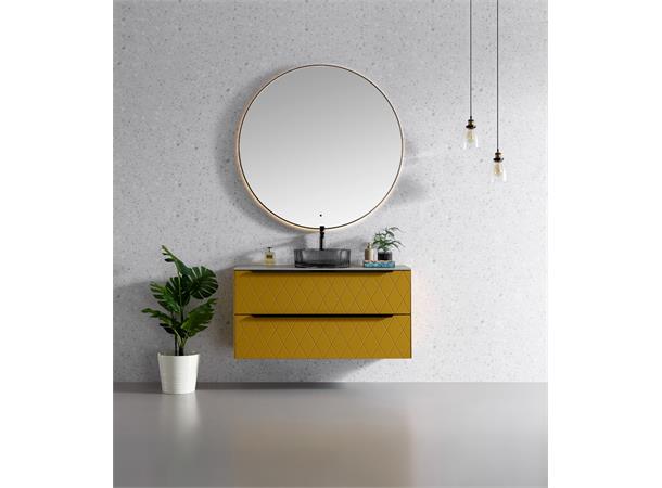 Minori 120 - Gunmetal Rundt speil med ramme og backlight
