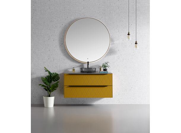 Minori 120 - Gunmetal Rundt speil med ramme og backlight 
