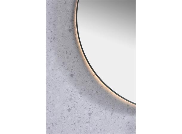 Minori 120 - Gunmetal Rundt speil med ramme og backlight