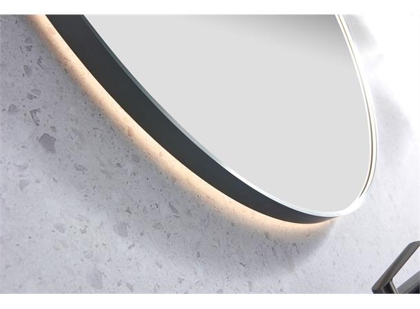 Minori 120 - Gunmetal Rundt speil med ramme og backlight