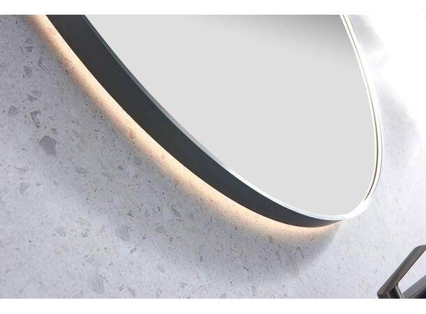 Minori 120 - Gunmetal Rundt speil med ramme og backlight 