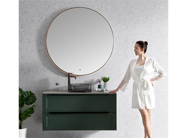 Minori 120 - Gunmetal Rundt speil med ramme og backlight