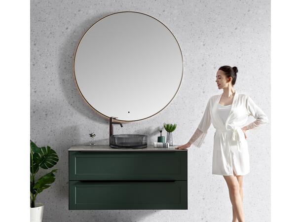 Minori 120 - Gunmetal Rundt speil med ramme og backlight 