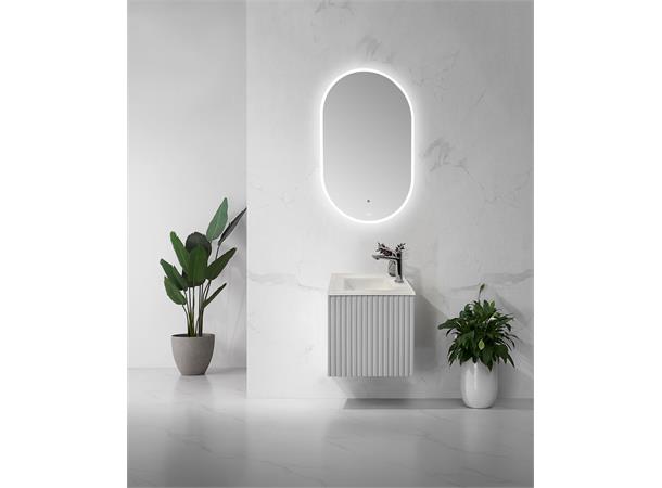Sorrento Slim - Matt hvit Småmøbel med hvit glasservant