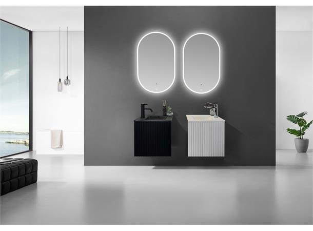 Sorrento Slim - Matt Sort Småmøbel med sort glasservant
