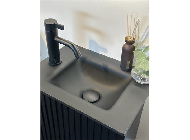 Sorrento Slim - Matt Sort Småmøbel med sort glasservant