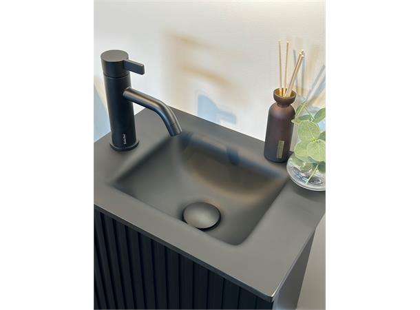 Sorrento Slim - Matt Sort Småmøbel med sort glasservant
