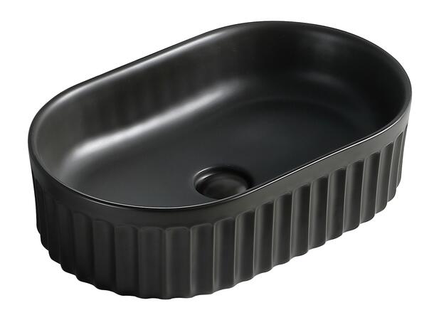 Pagano Oval - Sort Matt Bolleservant med riller i porselen 