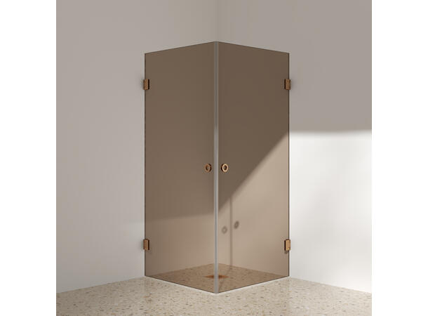 Silvano Dusjhjørne 100x100 Kobber Børstet - Bronse Glass 