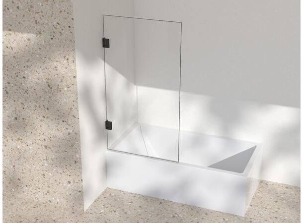 Silvano Badekarsvegg 80x145 Sort Matt - Klart Glass 