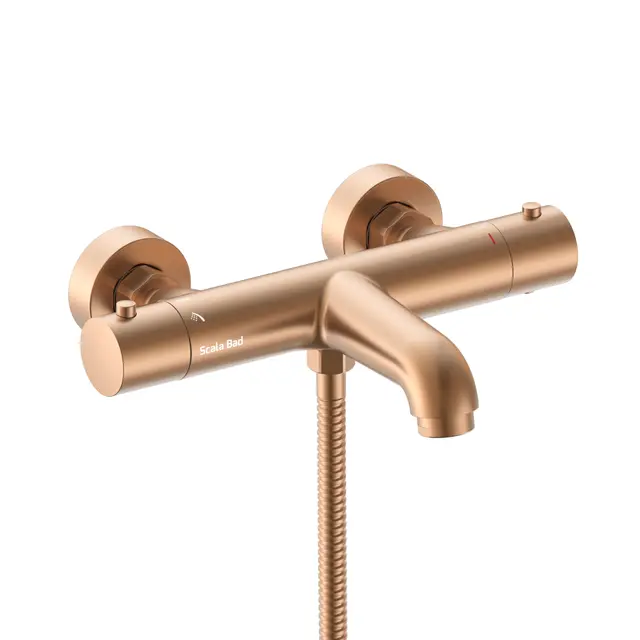 Benino - Kobber Børstet Badekarsarmatur med hånddusj 
