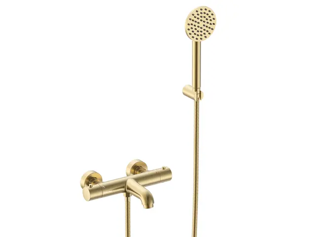 Benino - Gull Børstet Badekarsarmatur med hånddusj 