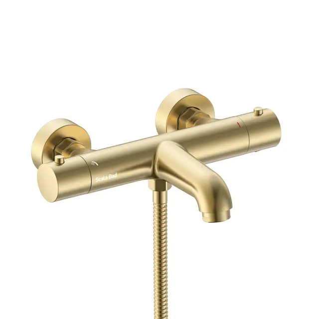 Benino - Gull Børstet Badekarsarmatur med hånddusj 