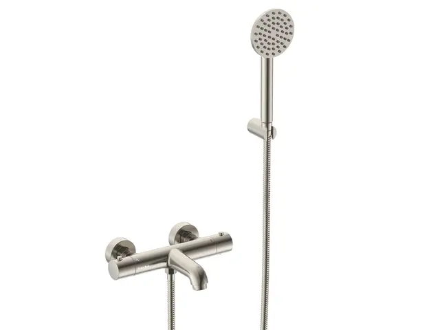 Benino - Børstet Stål Badekarsarmatur med hånddusj 