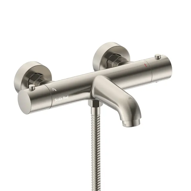 Benino - Børstet Stål Badekarsarmatur med hånddusj 