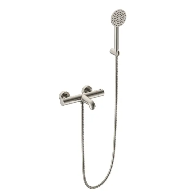 Benino - Børstet Stål Badekarsarmatur med hånddusj 