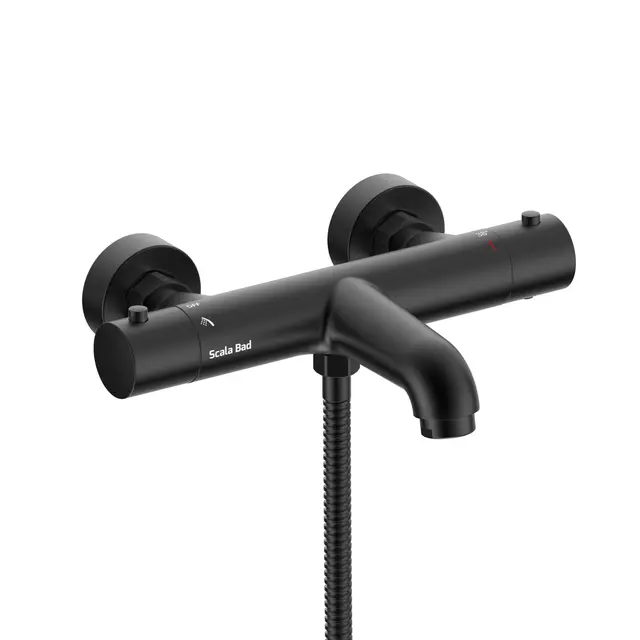 Benino - Sort Matt Badekarsarmatur med hånddusj 