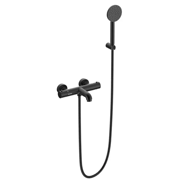 Benino - Sort Matt Badekarsarmatur med hånddusj 