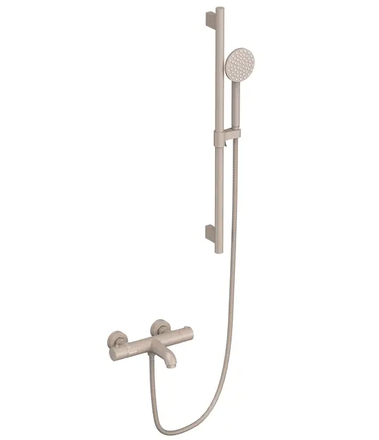 Benino Badekarsett - Beige Matt Baderkarsarmatur med glidestang 