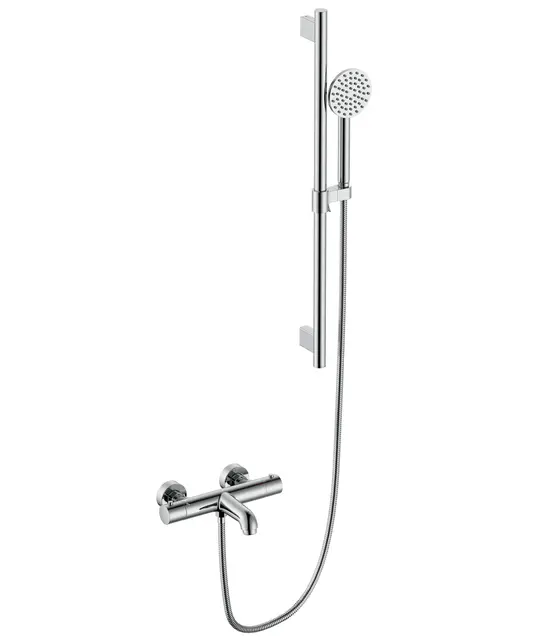 Benino Badekarsett - Krom Baderkarsarmatur med glidestang 