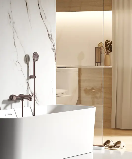 Benino - Bronse Matt Badekarsarmatur med hånddusj 