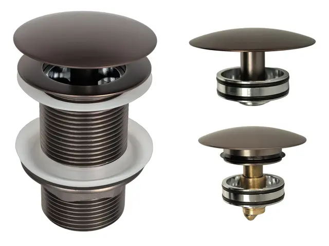 Bunnventil Lang - Bronse Matt Tvangsåpen/klikkventil med EasyClean 