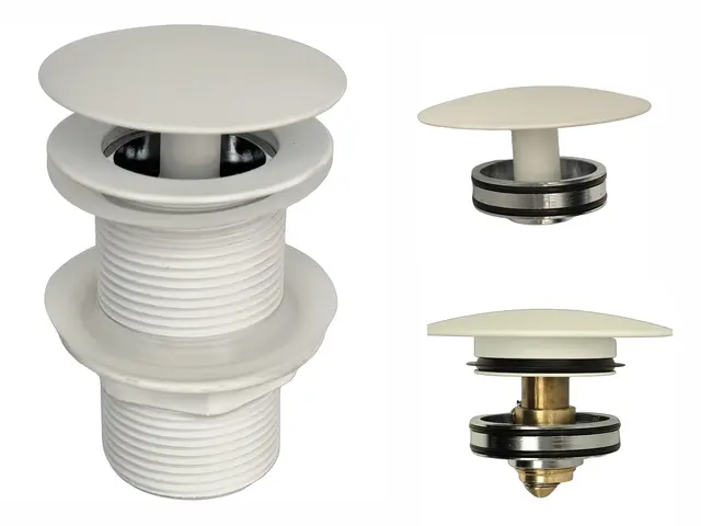 Bunnventil Lang - Hvit Matt Tvangsåpen/klikkventil med EasyClean 