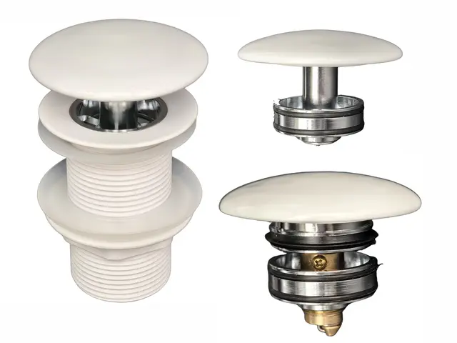 Bunnventil Lang - Hvit Porselen Tvangsåpen/klikkventil med EasyClean 