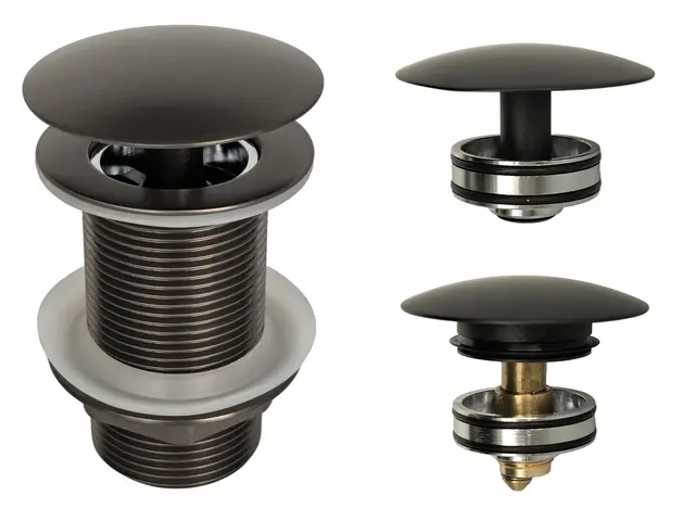 Bunnventil Lang - Sort Matt Tvangsåpen/klikkventil med EasyClean 