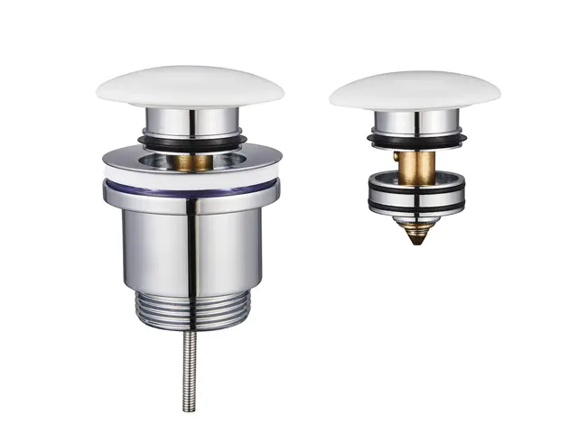 Bunnventil pop-up - Hvit Porselen Universal klikkventil med EasyClean 