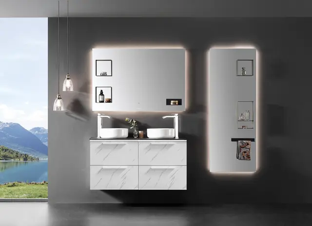 Como 120 Dobbel Stone - Hvit Marmor 