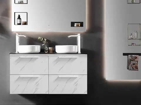 Como 120 Dobbel Stone - Hvit Marmor