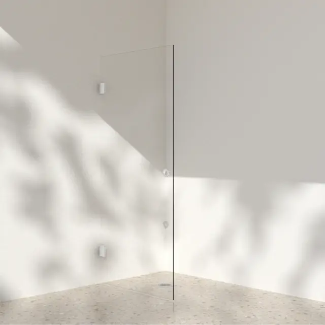 Silvano Dusjdør 80 Hvit Matt - Klart Glass 
