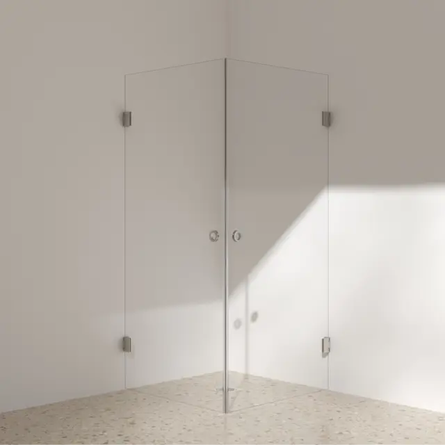 Silvano Dusjhjørne 80x80 Beige Matt - Klart Glass 