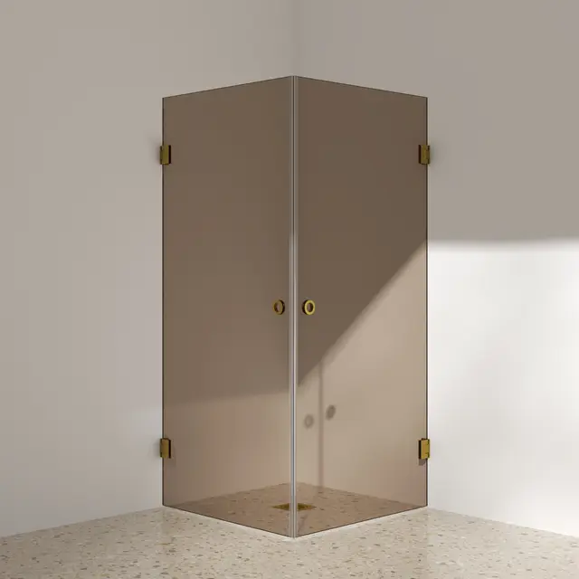 Silvano Dusjhjørne 90x100 Gull Børstet - Bronse Glass 