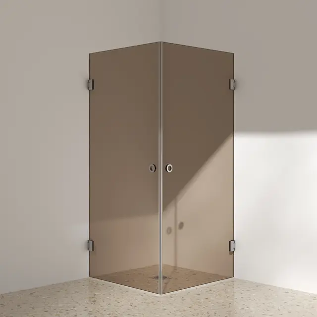 Silvano Dusjhjørne 80x100 Børstet Stål - Bronse Glass 