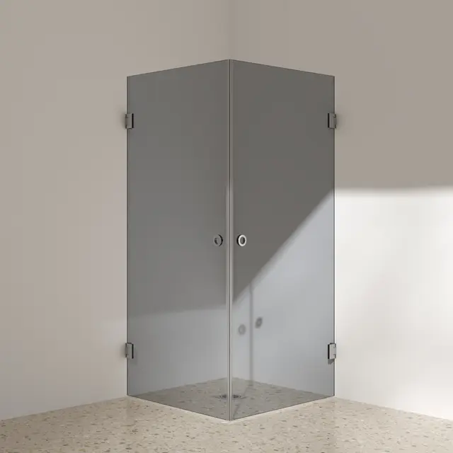Silvano Dusjhjørne 80x90 Børstet Stål - Sotet Glass 