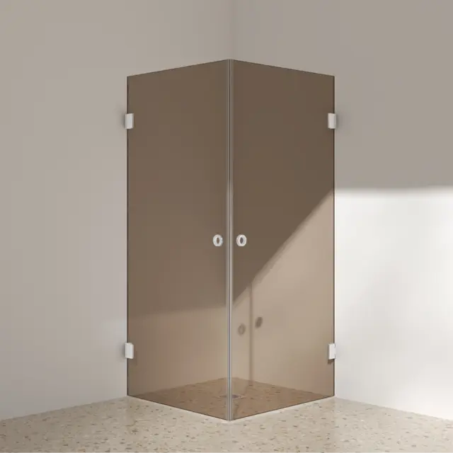 Silvano Dusjhjørne 90x90 Hvit Matt - Bronse Glass 