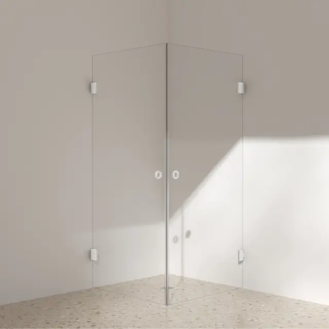 Silvano Dusjhjørne 80x90 Hvit Matt - Klart Glass 