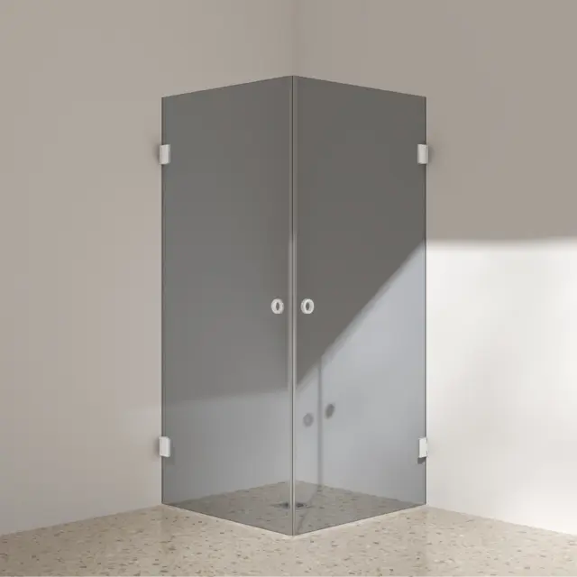 Silvano Dusjhjørne 100x100 Hvit Matt - Sotet Glass 