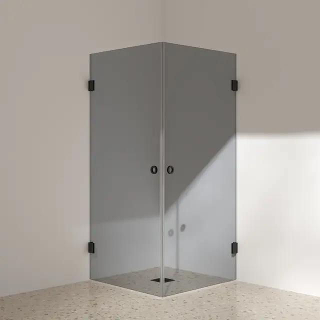 Silvano Dusjhjørne 100x100 Sort Matt - Sotet Glass 