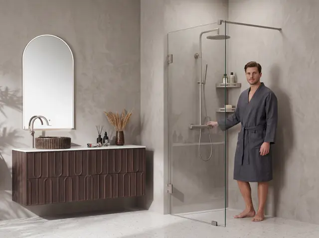 Silvano Fastfelt 80 Beige Matt - Klart Glass 