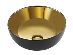 Bella - Sort Matt &amp; Gull bolle Porselenservant m/ innside i gull