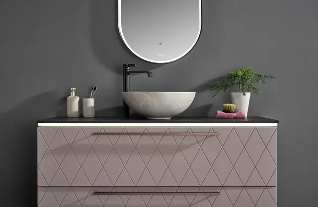Lino - Beige Matt Marmor Bolleservant i porselen 