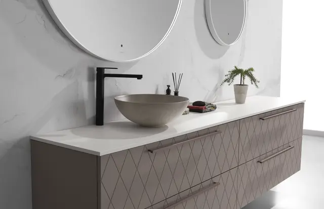 Lino - Beige Matt Marmor Bolleservant i porselen 